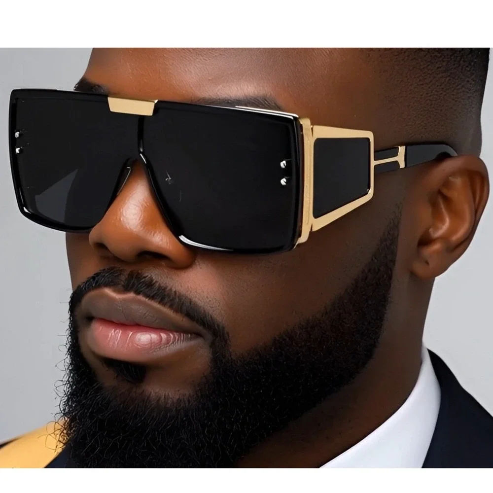 Oversized Shield Sunglasses XXL Flat Top Square‎ Frame Fashion Shades Men Gafas
